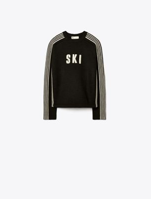 Tory Sport Tory Burch Merino Ski Sweater In Black/ivory