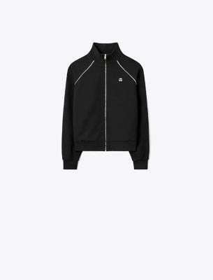 Tory Sport Tory Burch Bonded Crepe Track Jacket In Black