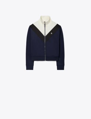 Tory Sport Tory Burch Chevron Track Jacket In Tory Navy/new Ivory