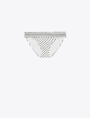 Tory Burch Printed Costa Hipster Bikini Bottoms Black Polka Dot S In White Polka Dot