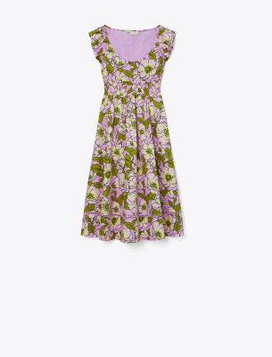 Tory Burch Printed Cotton Poplin Dress In Pink Bold Flower
