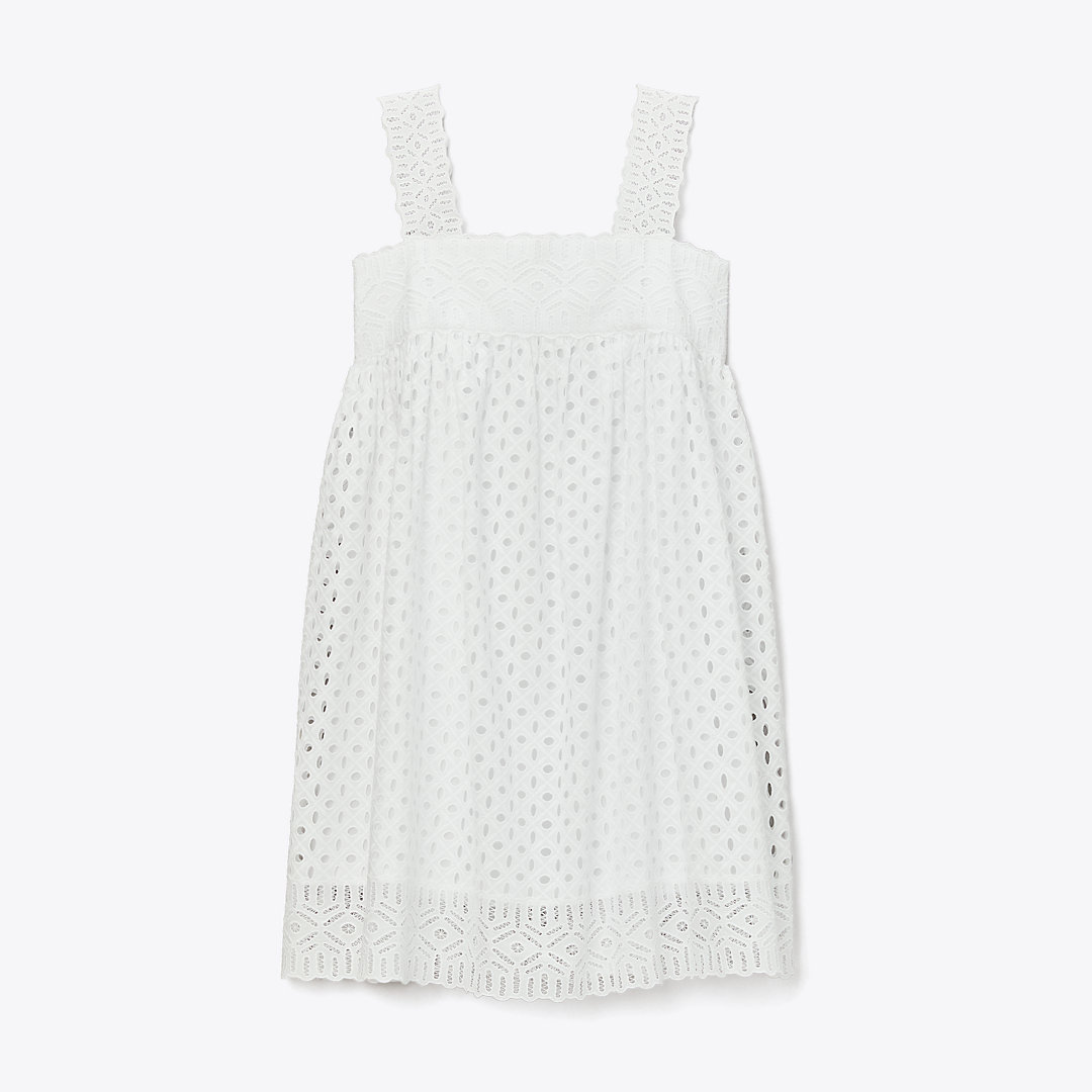 Tory Burch Cotton Broderie Anglaise Mini Dress In White