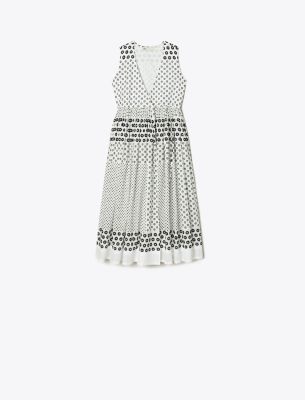 Tory Burch Printed Cotton Wrap Dress In Polka Dot Patchwork