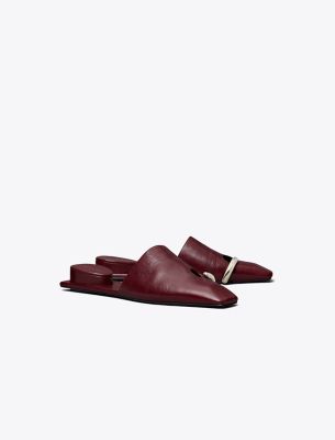 Tory Burch Pierced Mule In Burgundy