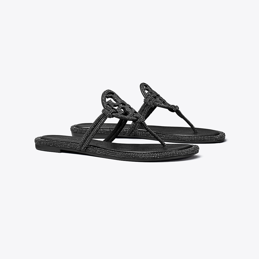 Tory Burch Miller Pavé Knotted Sandal In Perfect Black