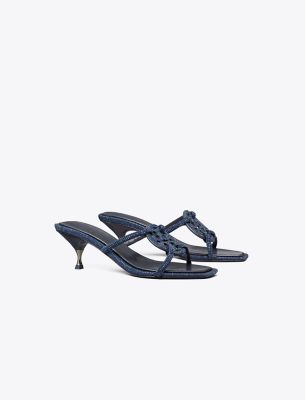 Shop Tory Burch Miller Pavé Bombé Low Heel Sandal In Perfect Navy