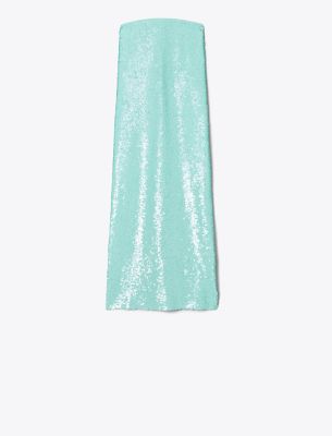 Tory Burch Sequin Strapless Dress In Blue Tint