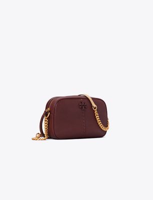 Tory Burch Mcgraw Textured Leather Camera Bag In Muscadine