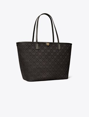 Tory Burch T Monogram Zip Tote In Black | ModeSens