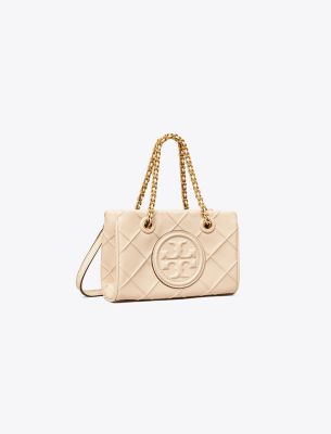 Tory Burch Fleming Mini Quilted Chain Tote Bag In New Cream