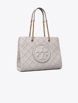 Tory Burch Fleming Soft Chain Tote In Bay Gray