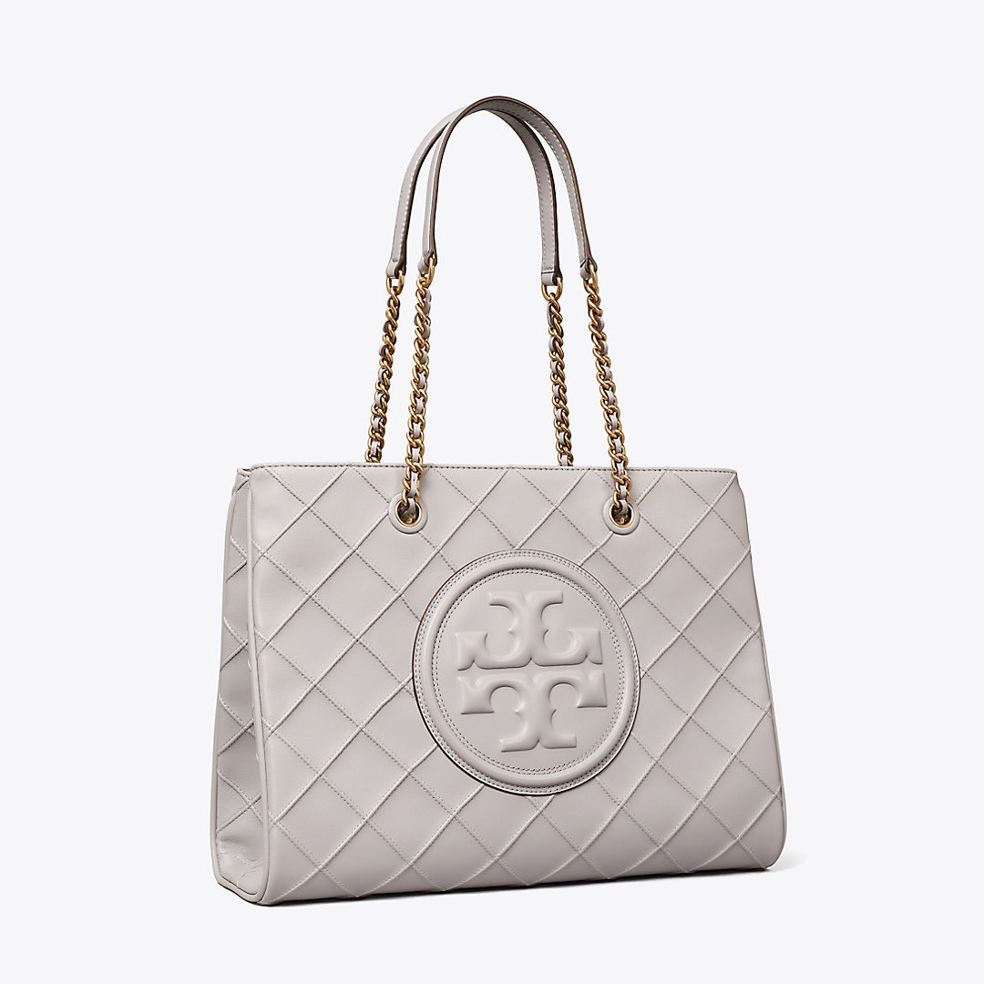 Tory Burch Fleming Soft Chain Tote In Bay Gray