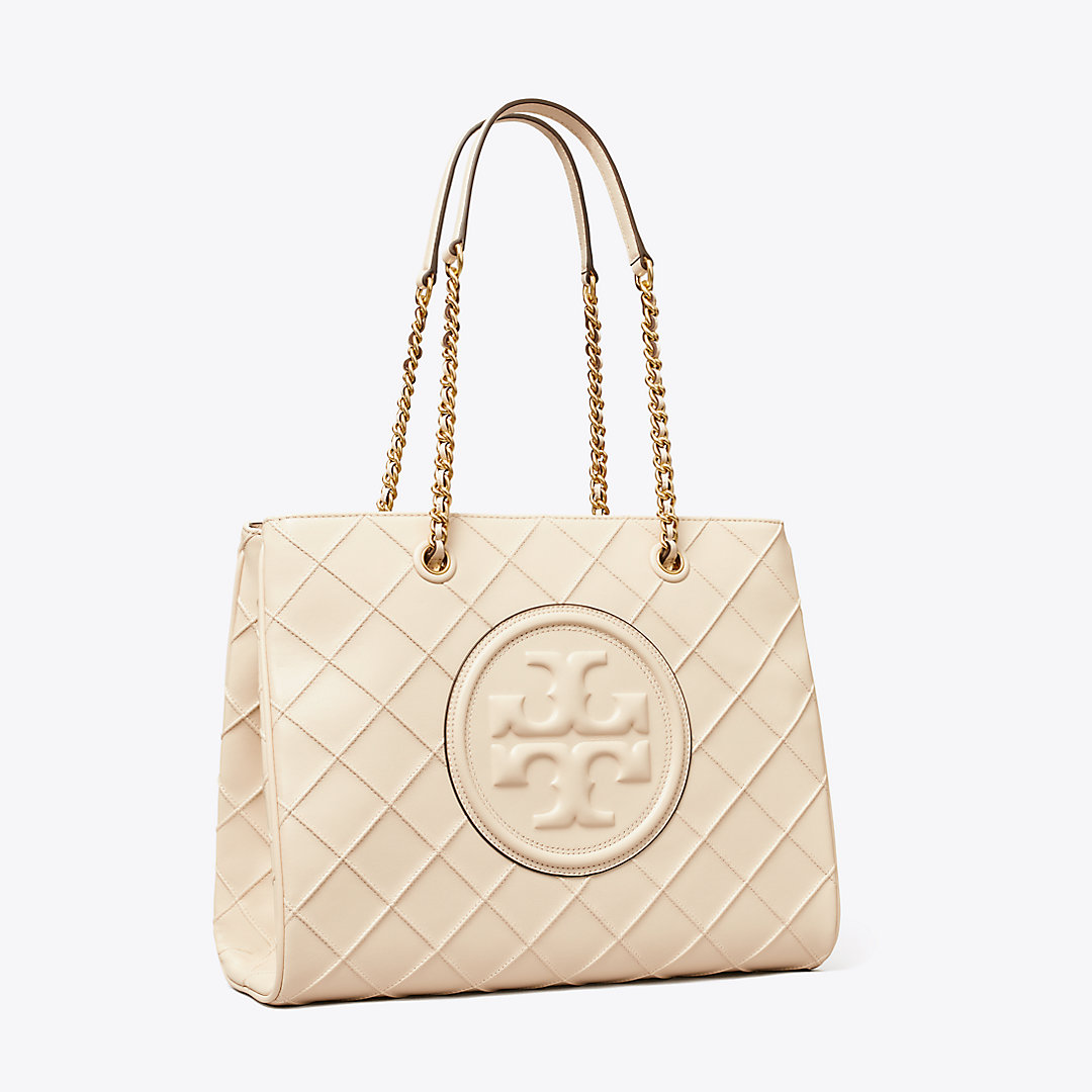 Shop Tory Burch Fleming Soft Chain Tote In New Cream