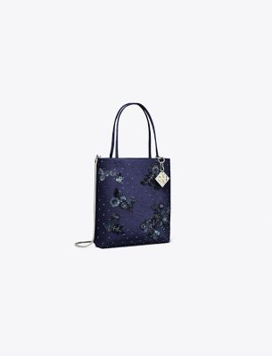 Tory Burch Midnight Embellished Mini Tote In Tory Navy