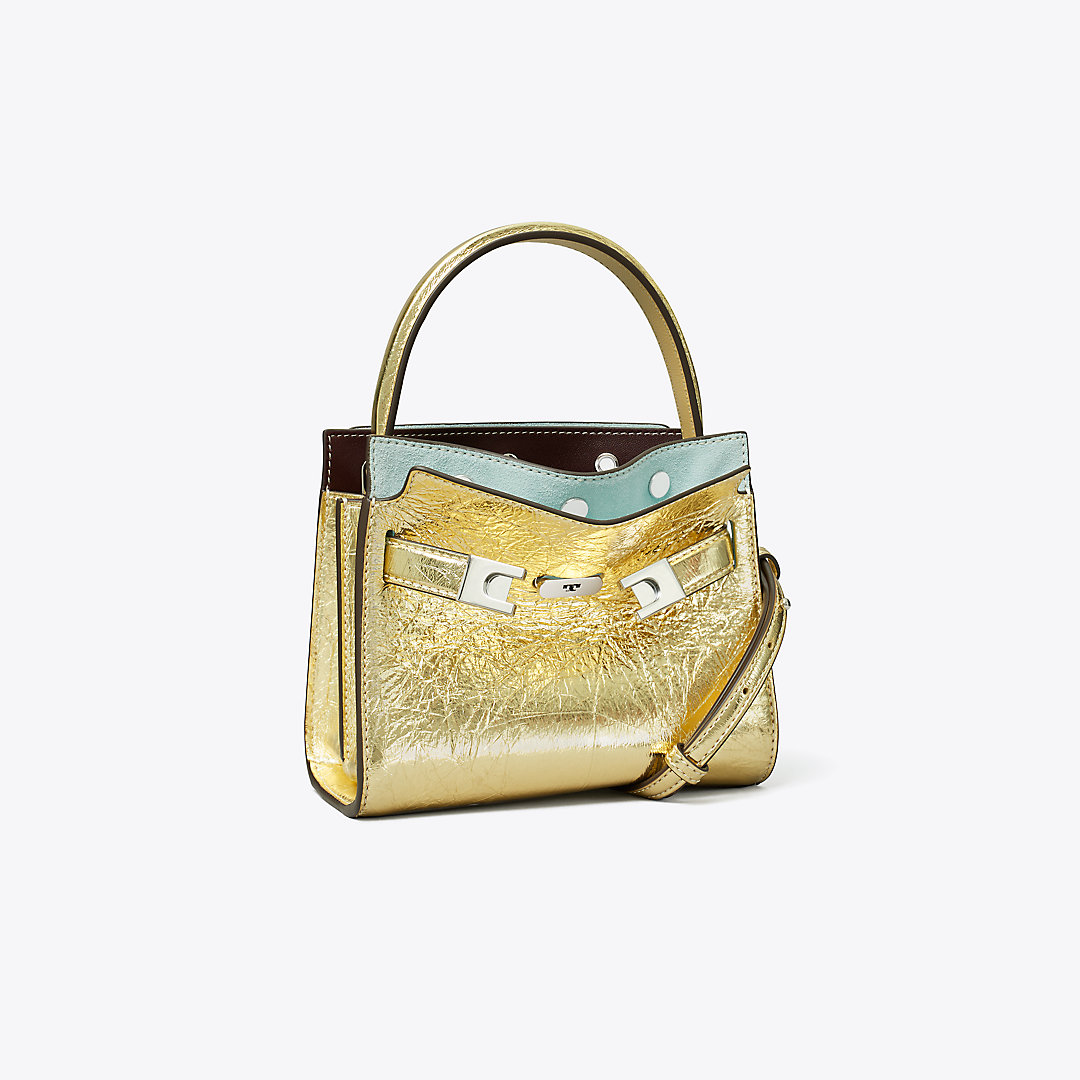 Tory Burch Petite Lee Radziwill Double Bag In 18 Kt Gold