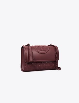 Tory Burch Burgundy Leather Fleming Convertible Shoulder Bag Tory