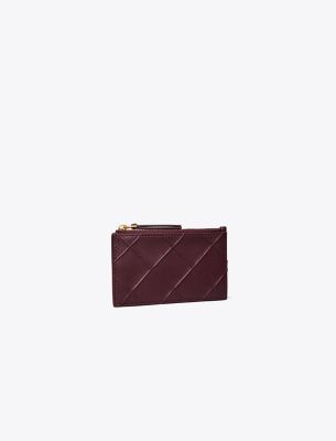 Shop Tory Burch Fleming Soft Zip Card Case In Albarossa