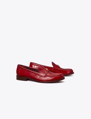 Tory Burch Classic Leather Medallion Loafers In Ruby Falls