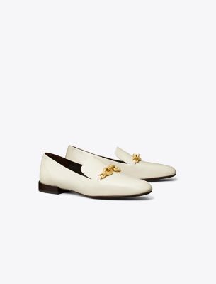 Tory Burch Jessa Leather Chain Loafers In Light Cream