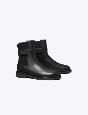 Tory Burch Double T 30mm Ankle Boots In Perfect Black/perfect Black