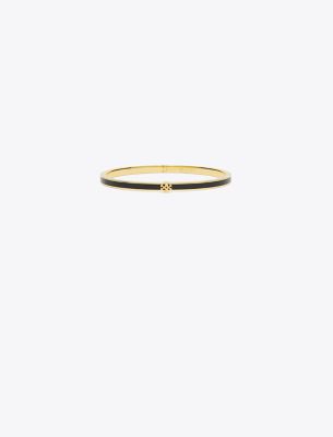 Tory Burch Kira Logo-plaque Bracelet In Tory Gold/black