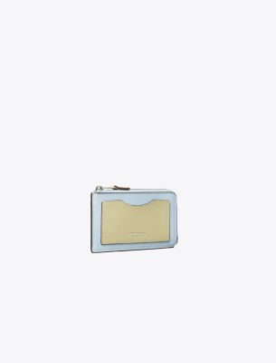 Tory Burch Colorblock Zip Card Case In Pale Lapis Multi