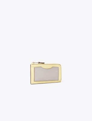 Tory Burch Colorblock Zip Card Case In Pastel Yellow Multi