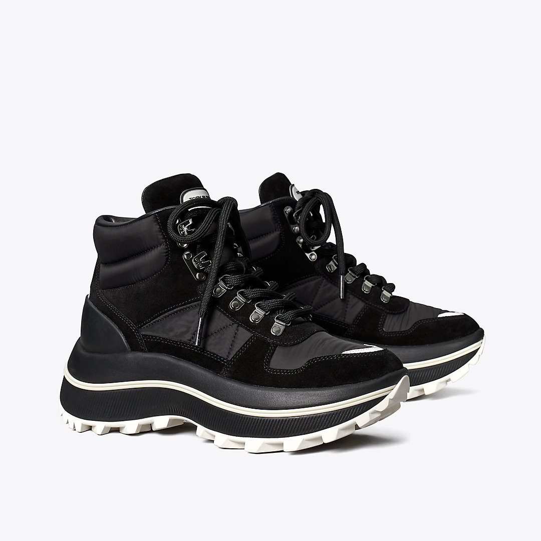 Tory Burch Suede Adventure Hiking Boot In Nero