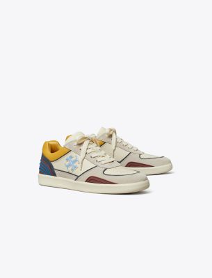 Tory Burch Clover Court Sneaker In Light Cream/calcare/dark Carmine