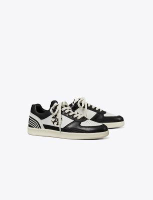 Tory Burch Clover Court Trainer In Purity/perfect Black