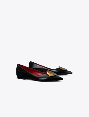 Tory Burch Patos Flat In Perfect Black/ancient Gold