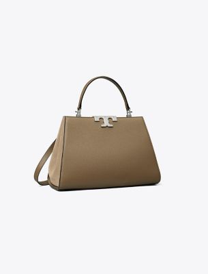 Tory Burch Eleanor Pebbled Satchel In Wild Mushroom