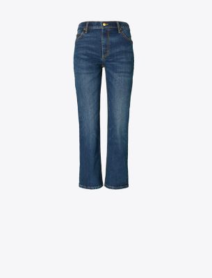 Tory Burch Cropped Flare Jeans In Blue