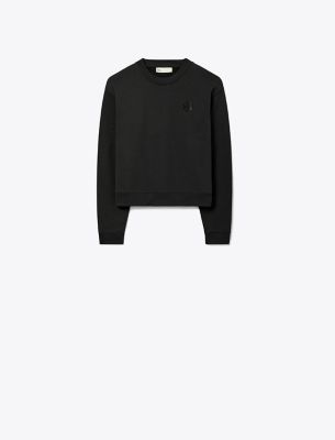 Tory Burch Heavy French Terry Sweatshirt In Black