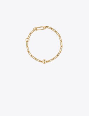 Tory Burch Good Luck Chain Bracelet In Tory Gold