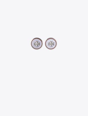 Tory Burch Kira Enamel Circle-stud Earring In Tory Silver/lavender/chocolate