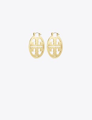 Tory Burch Small Miller Hoop Earring In Tory Gold