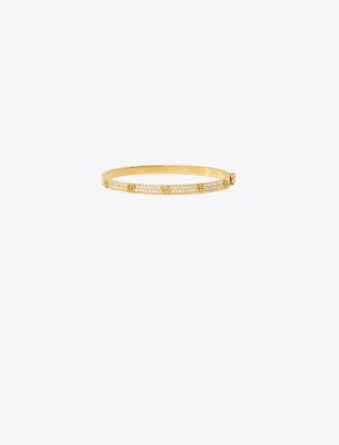 Tory Burch Miller Stud Hinge Bracelet In Tory Gold/crystal
