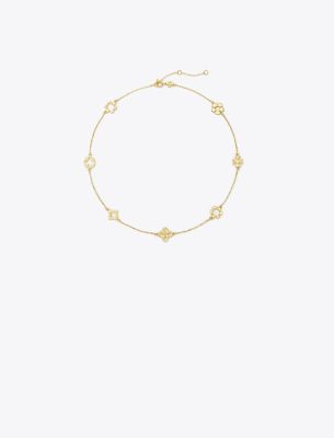 Tory Burch Kira Clover Necklace In Tory Gold