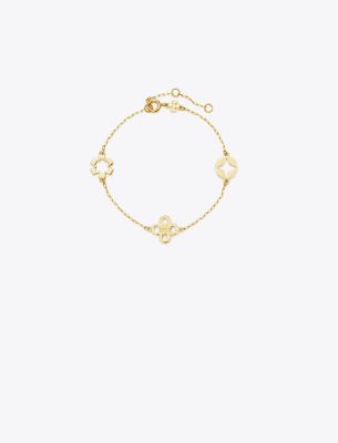 Tory Burch Kira Clover Bracelet In Tory Gold