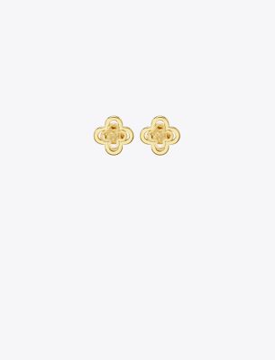Tory Burch Kira Clover Stud Earrings In Tory Gold