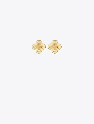 Shop Tory Burch Kira Clover Stacked Stud In Tory Gold