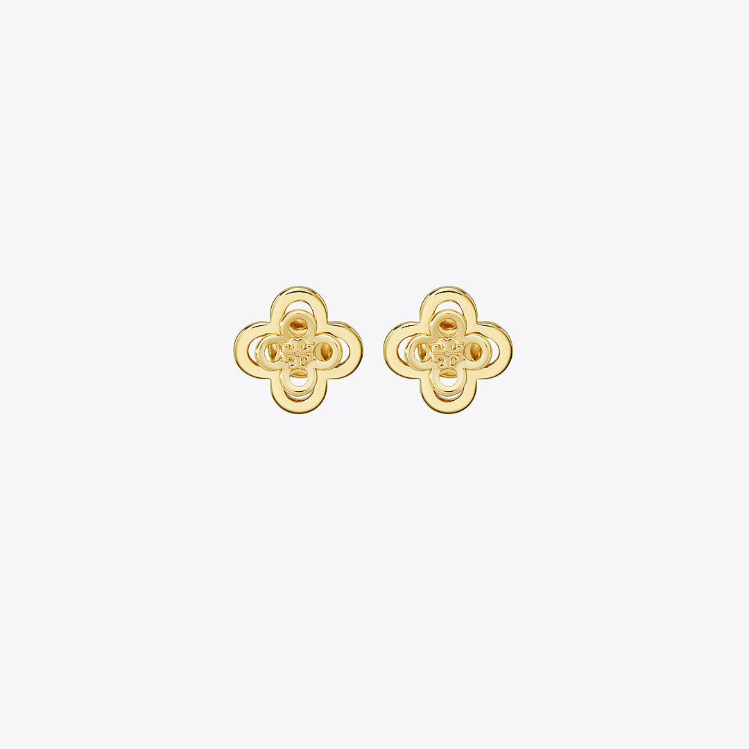Shop Tory Burch Kira Clover Stacked Stud In Tory Gold