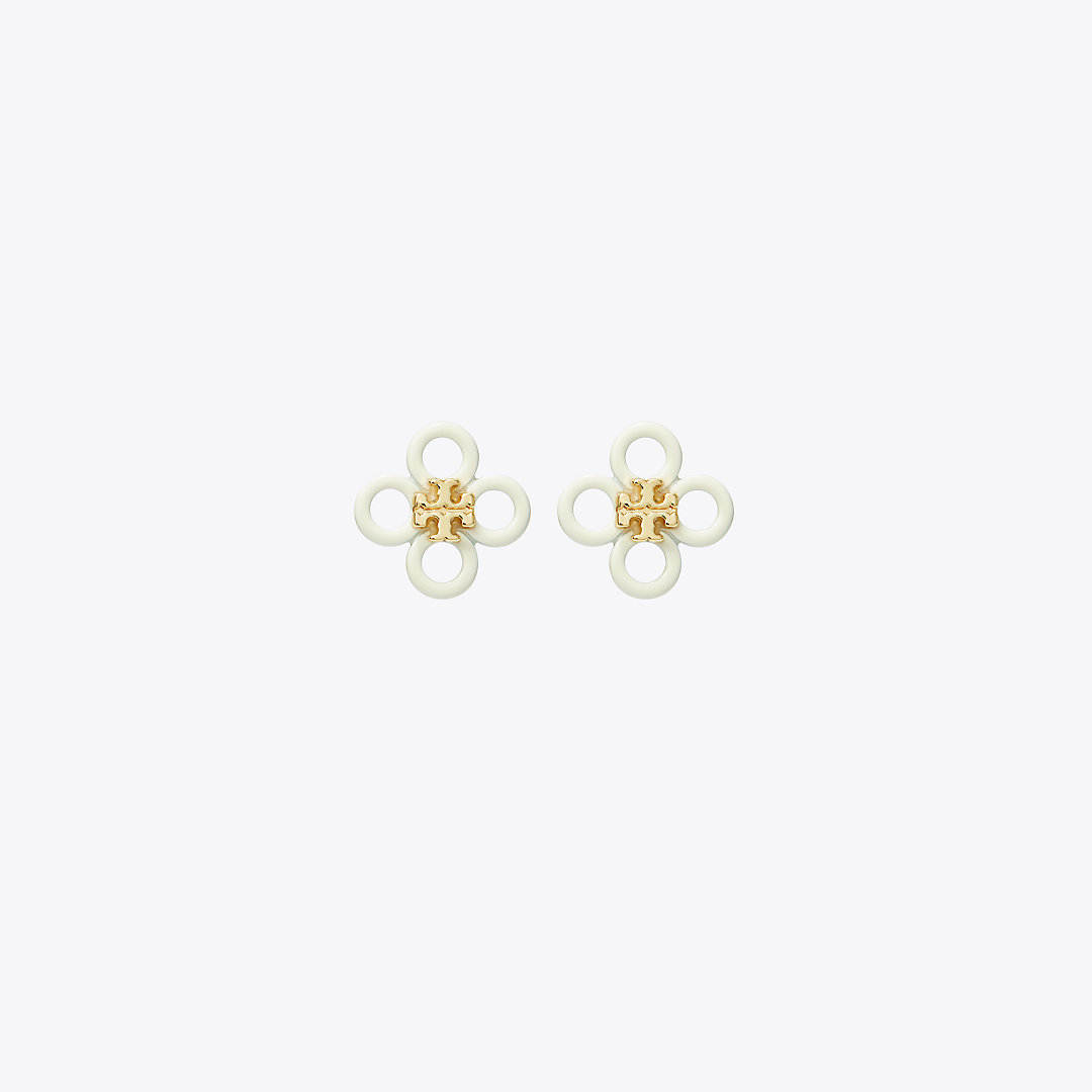 Tory Burch Small Kira Clover Stud In Gold