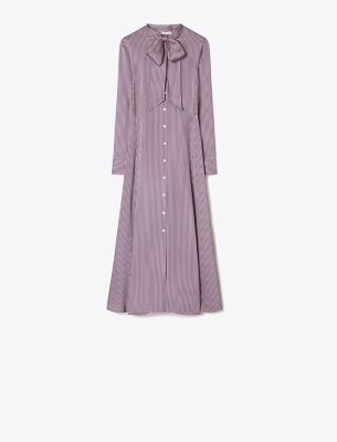 Tory Burch Striped Viscose Shirtdress In Purple Candy Stripe