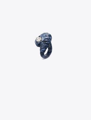 Shop Tory Burch Carved Semi-precious Ring In Blue