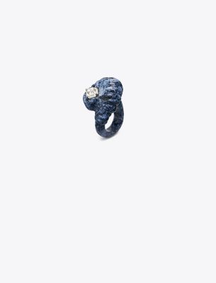 Tory Burch Carved Semi-precious Ring In Blue