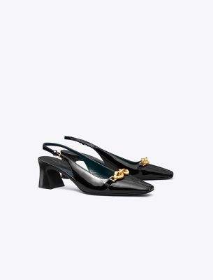 Tory Burch Jessa Slingback Heel In Perfect Black/gold