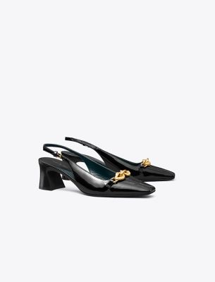 Shop Tory Burch Jessa Slingback Heel In Perfect Black/gold