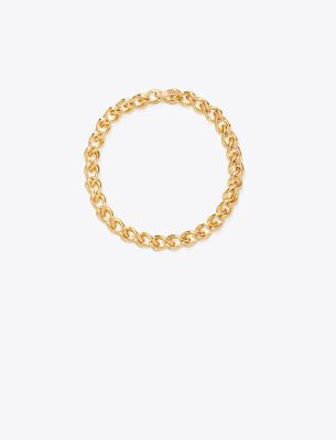 Shop Tory Burch Wishbone Chain Necklace In Tory Gold